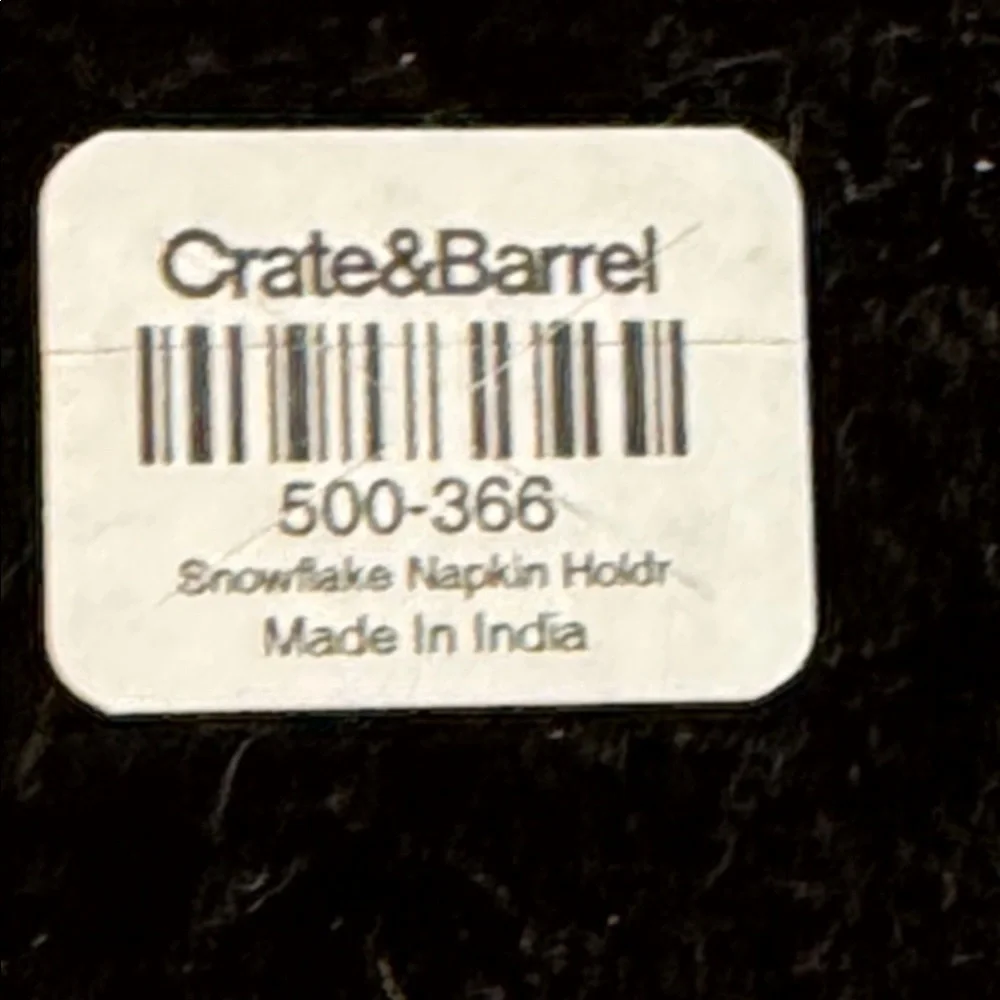 NEW Crate&Barrel White Metal Snowflake Shaped Napkin Holder